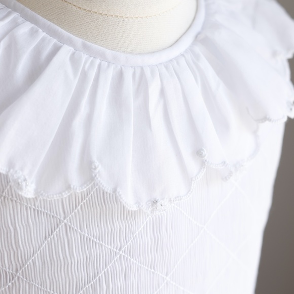 White Smocked Dress size 12 Luli & Me Sleeveless Collar Special Occasion NWT - Picture 2 of 7